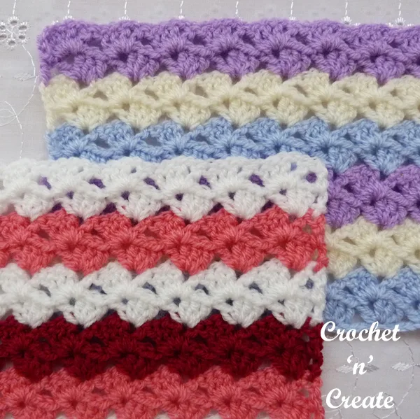 Adjacent shells crochet stitch