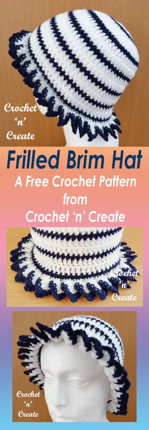 Free frilled brim hat UK crochet pattern