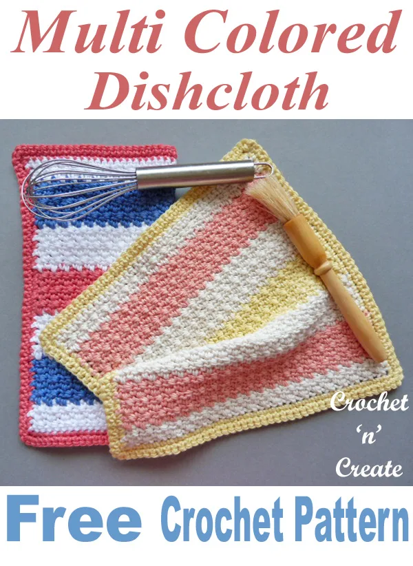 multi colored dishcloth free crochet pattern