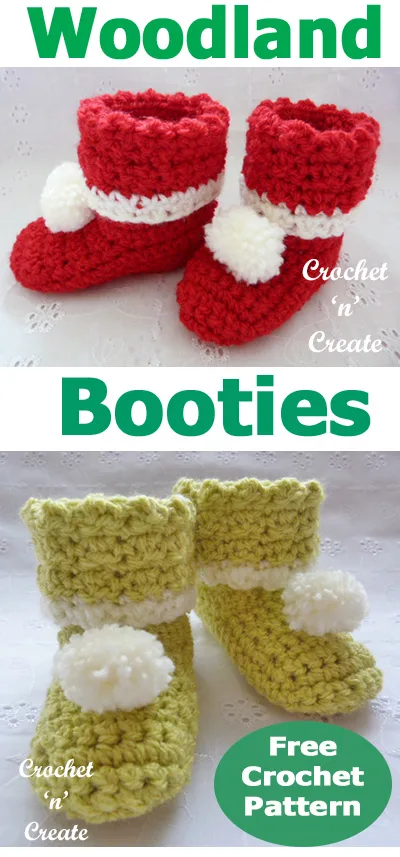 woodland booties free baby crochet pattern