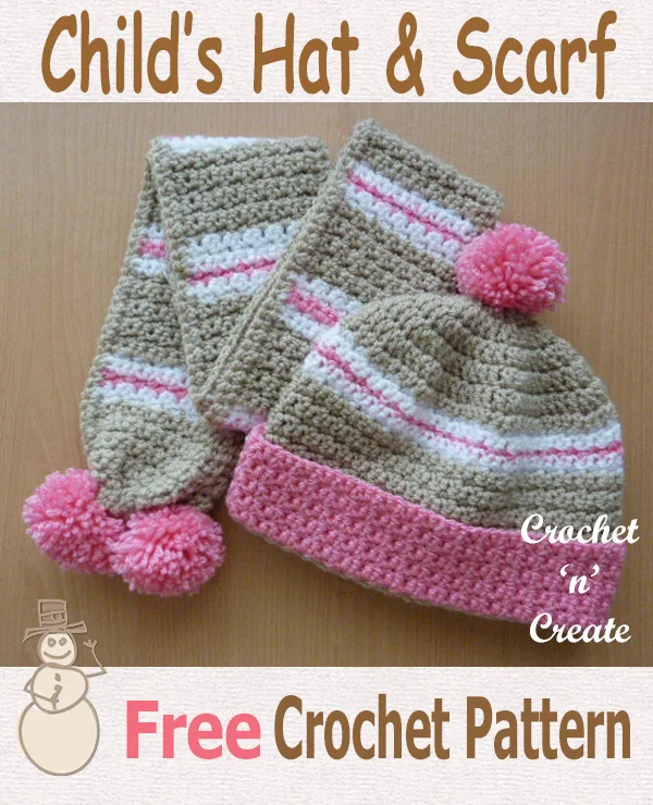 child hat and scarf free crochet pattern