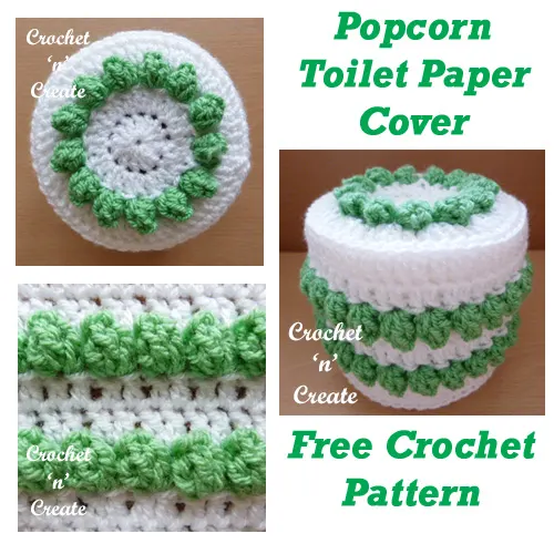 crochet popcorn toilet paper cover