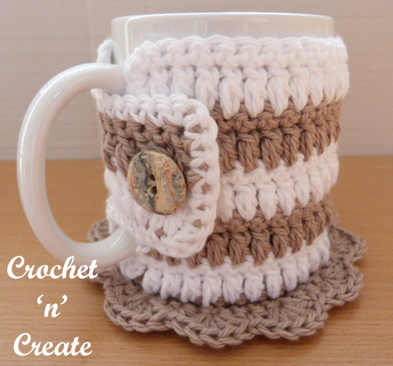 crochet mug cozy coaster