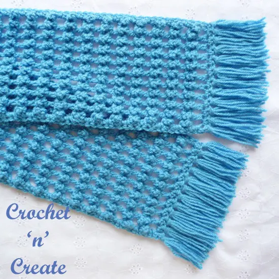 crochet filet bobble scarf