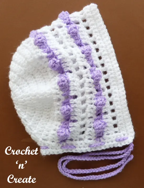 crochet popcorn baby bonnet