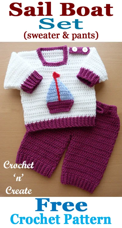 Crochet baby sail boat outfit