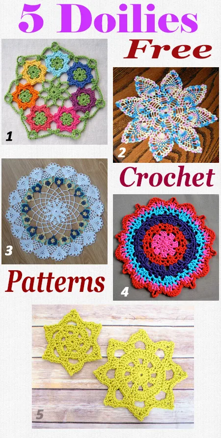 5 Free crochet patterns for pretty doilies