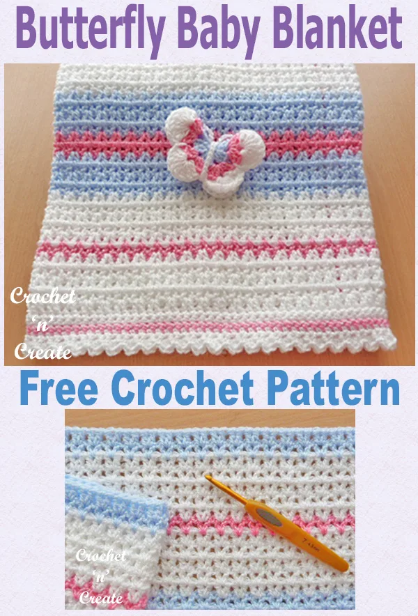 Butterfly baby blanket free crochet pattern UK