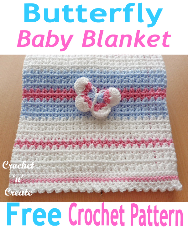 Free crochet pattern butterfly baby blanket