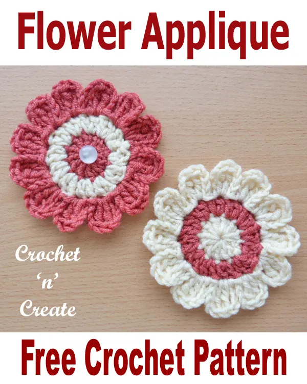 Free crochet pattern flower applique