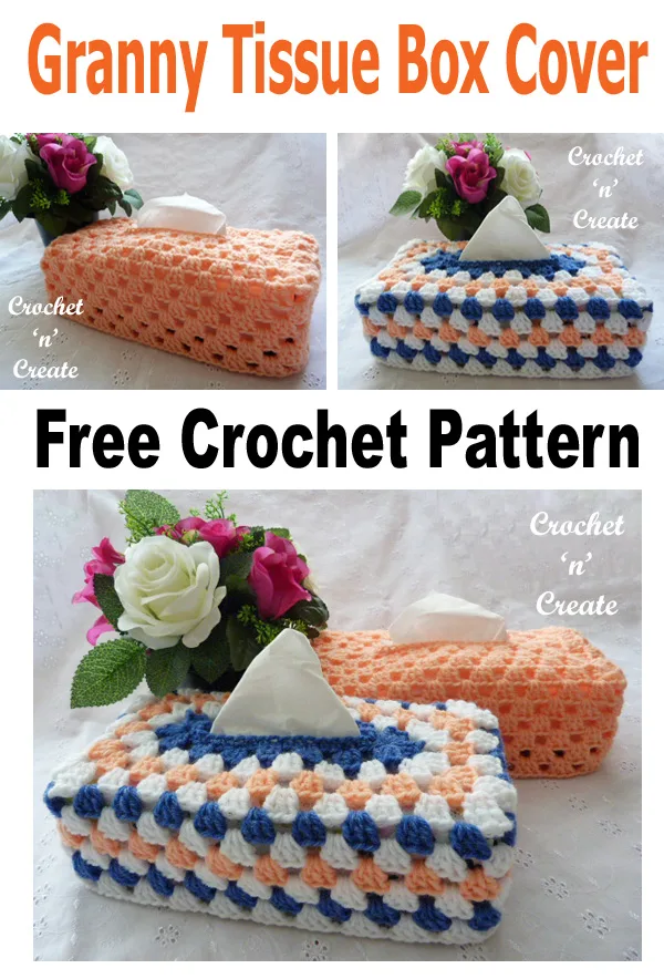 Crochet granny tissue box cover free crochet pattern