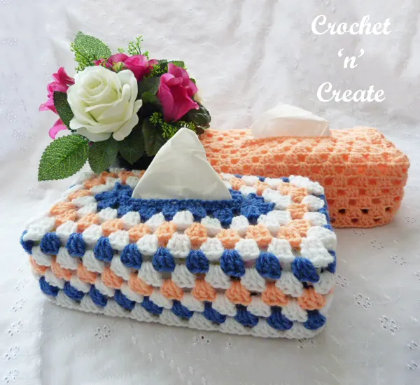 crochet granny tissue box cover