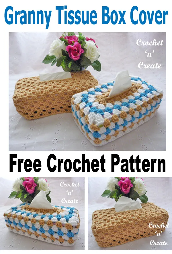 Crochet granny tissue box cover uk format