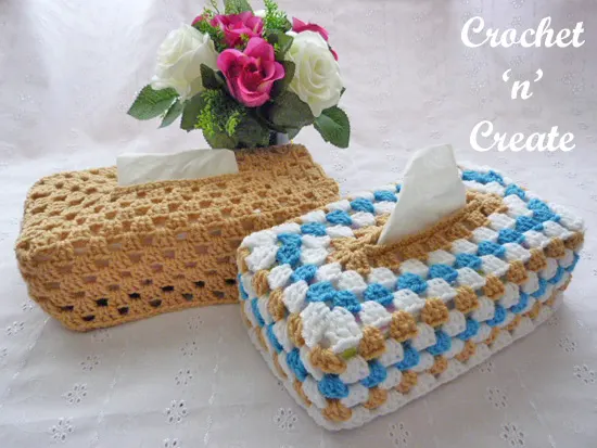 crochet granny tissue box cover UK