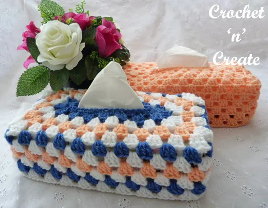 crochet granny tissue box cover