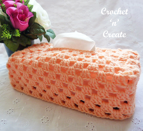 crochet granny tissue box cover