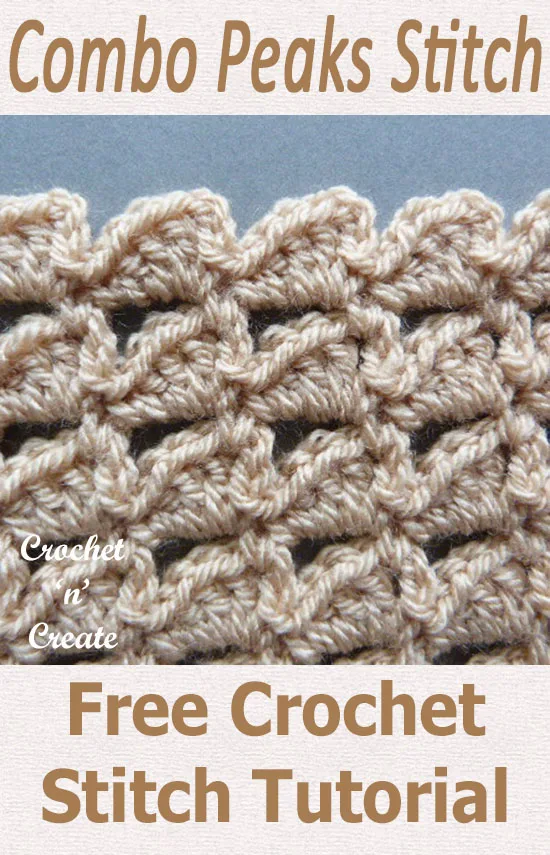 Free crochet stitch tutorial-combo peaks