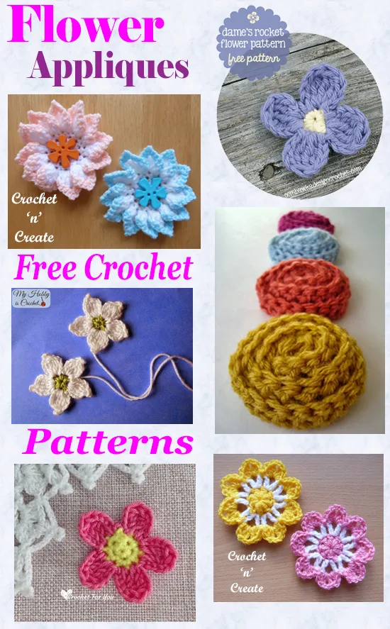 Free crochet pattern roundup-flower appliques