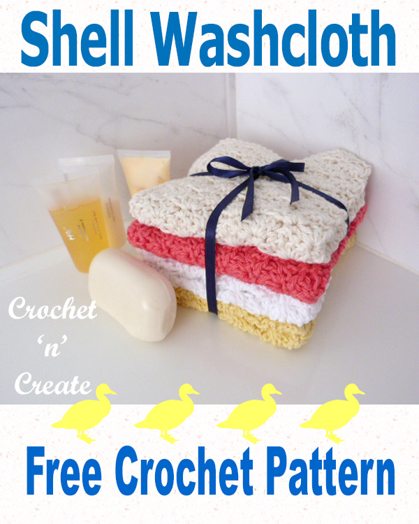 Free crochet pattern shell washcloth