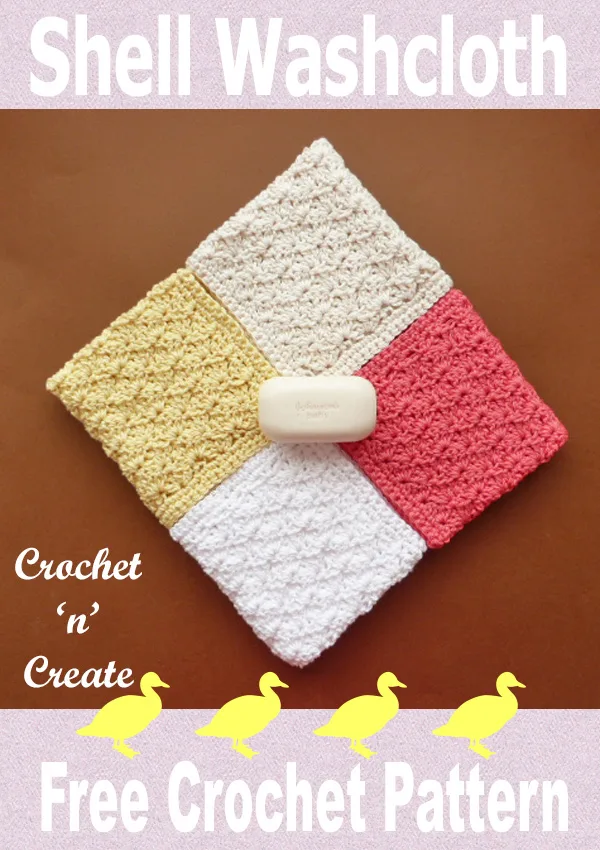 Free crochet pattern shell washcloth UK