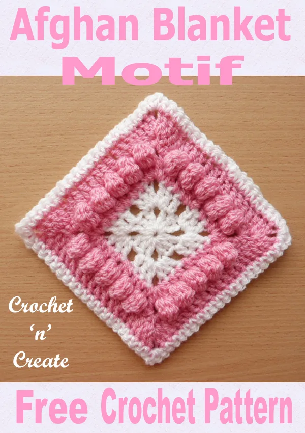 Free crochet pattern afghan blanket motif UK format