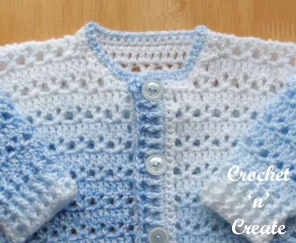 Free button cardigan UK baby crochet pattern