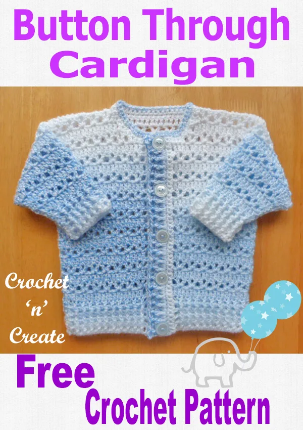 Free baby crochet pattern-button cardigan uk