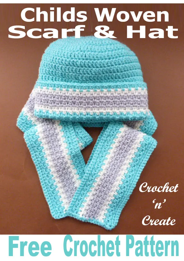 childs woven scarf-hat free crochet pattern