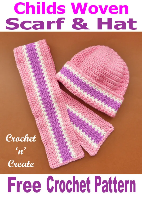 childs woven scarf-hat uk free crochet pattern