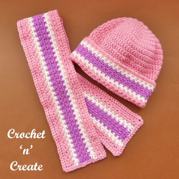 childs woven scarf-hat uk free crochet pattern