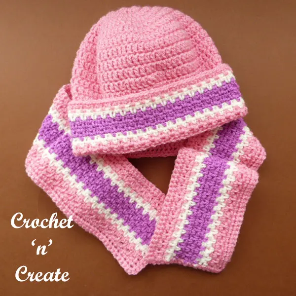 free crochet pattern childs woven scarf-hat uk