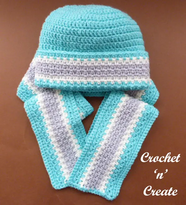 childs woven scarf-hat free crochet pattern