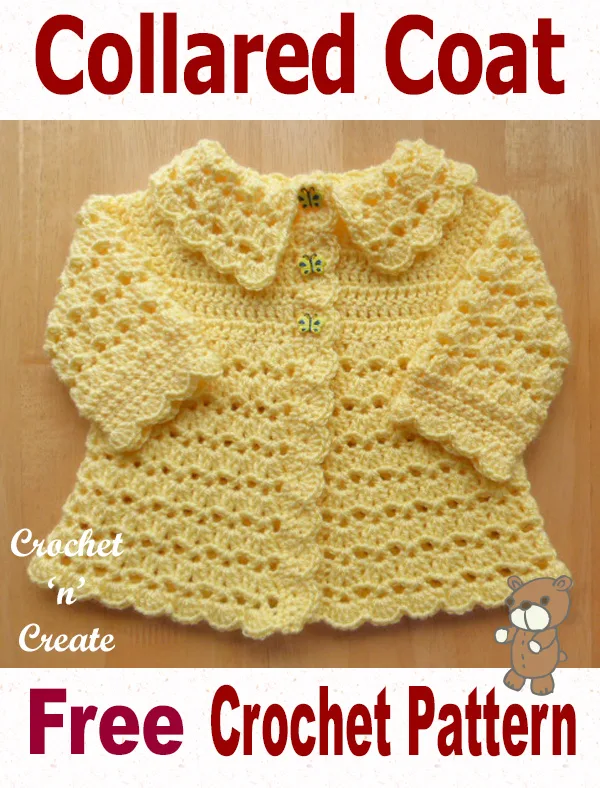 Free baby crochet pattern collared coat uk