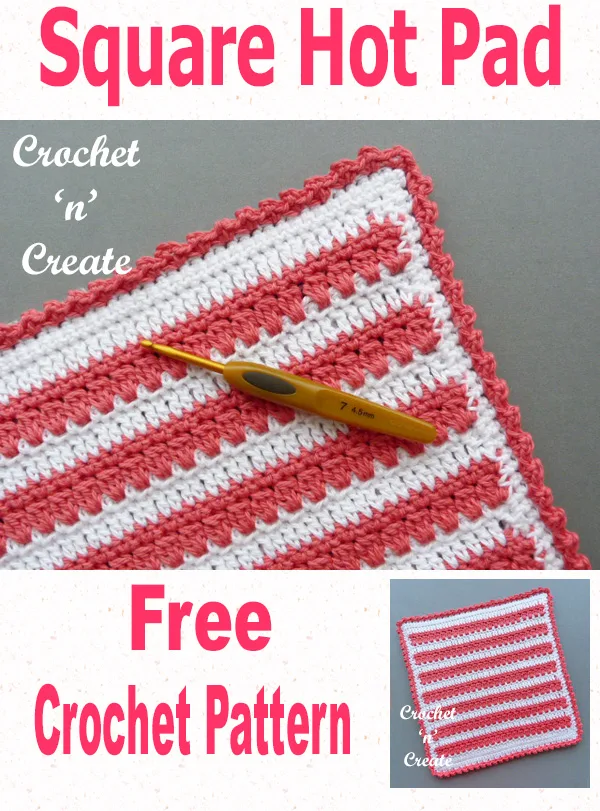 Free crochet pattern-square hot pad