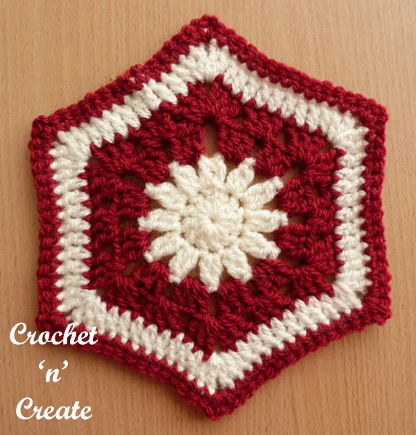 Afghan hexagon free crochet pattern