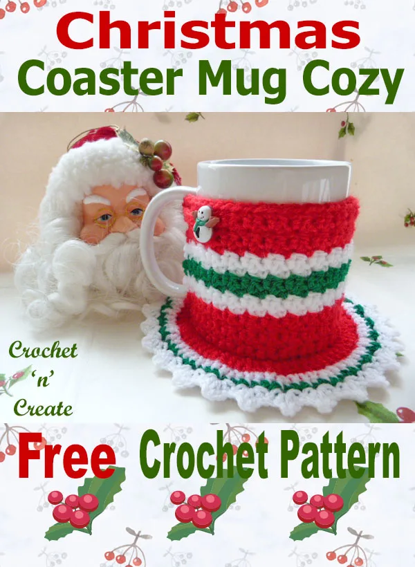 Free crochet pattern christmas coaster mug cosy uk