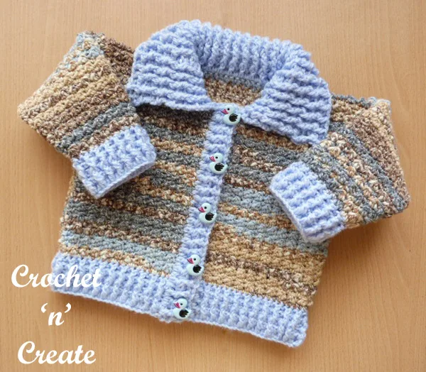 Free baby crochet pattern cardigan-collar uk