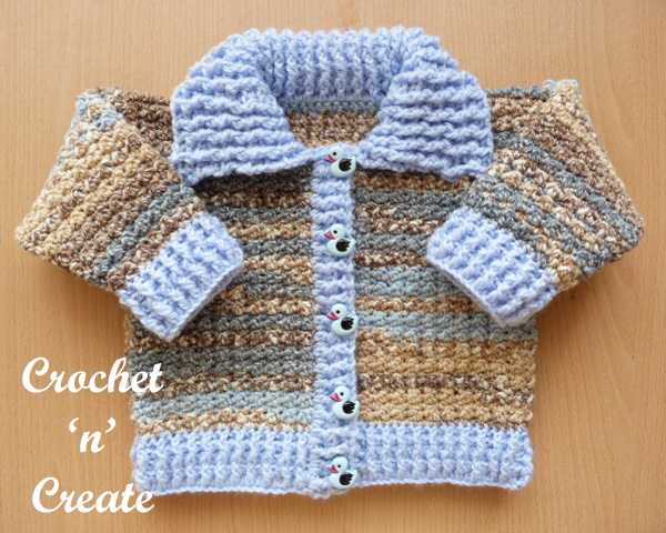 Free Baby Crochet Pattern Ribbed Cardigan-Collar - Crochet 'n' Create