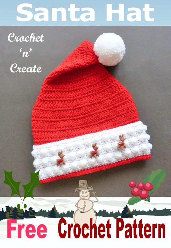 Christmas santa hat free crochet pattern