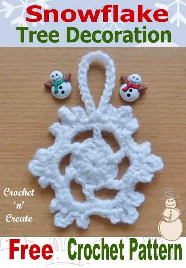 Free crochet pattern snowflake tree decoration UK