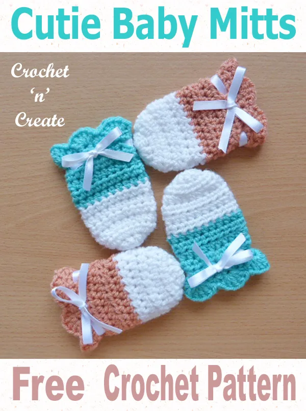 Cutie baby mitts free crochet pattern uk