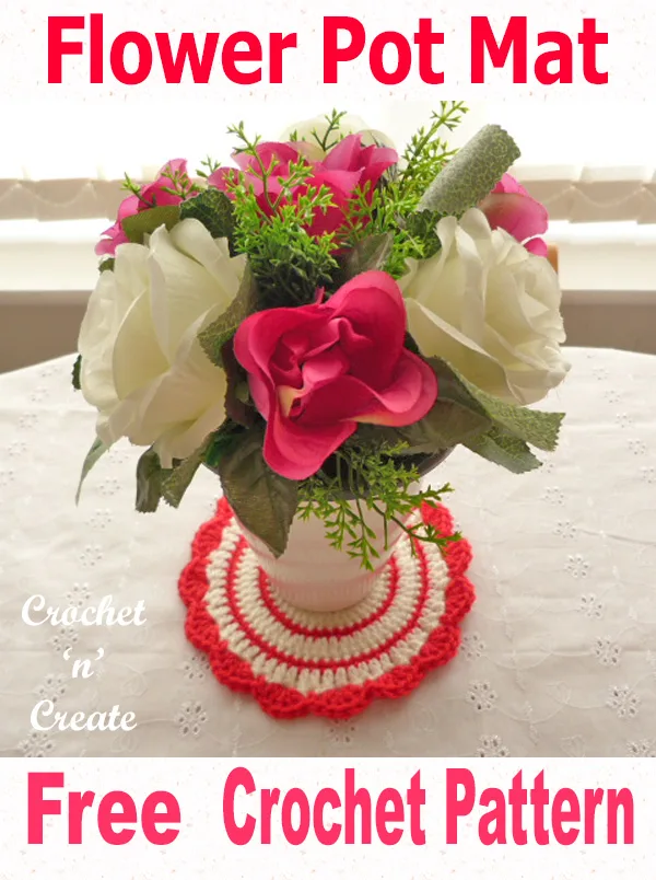 Flower pot mat free crochet pattern