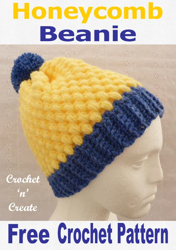 Crochet honeycomb beanie hat crochet pattern