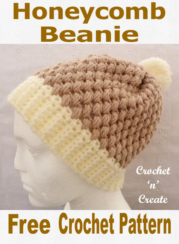 Free crochet pattern honeycomb beanie uk1