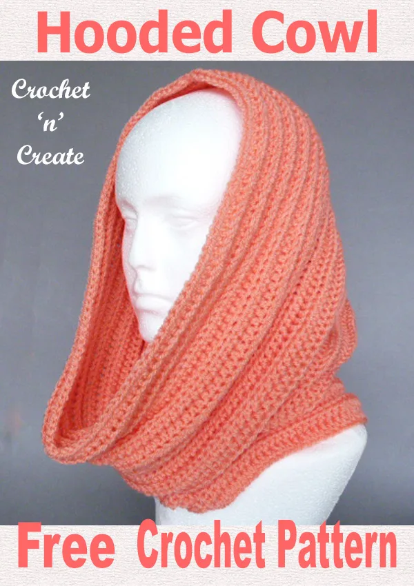 Ribbed hooded cowl free crochet pattern uk