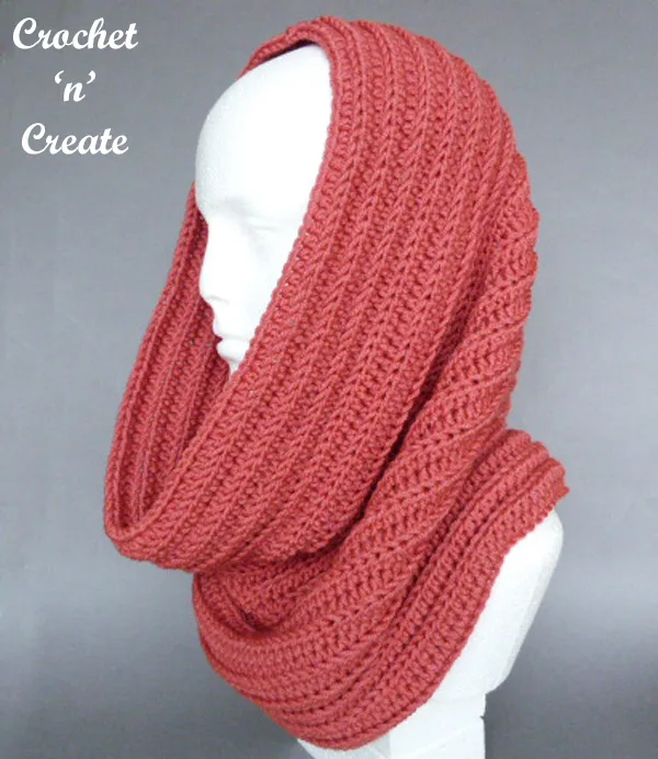 Ribbed Hooded cowl free crochet pattern