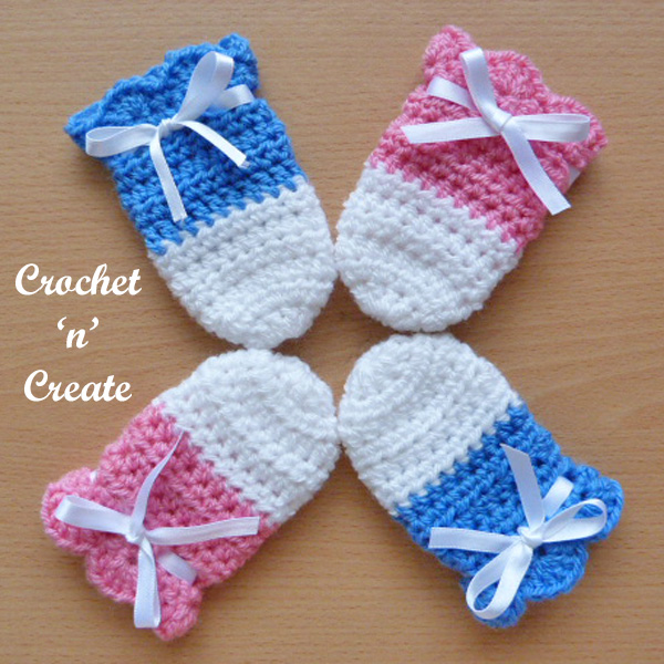 Cutie baby mitts free crochet pattern