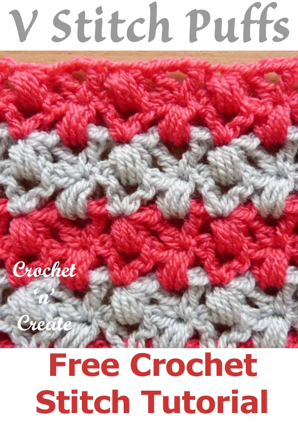 Free crochet stitch tutorial v stitch puffs