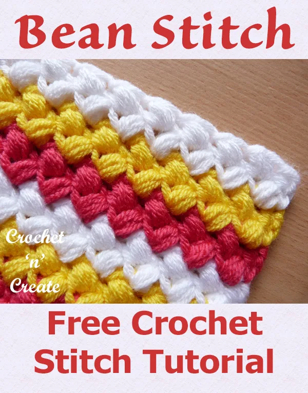 Free crochet tutorial bean stitch