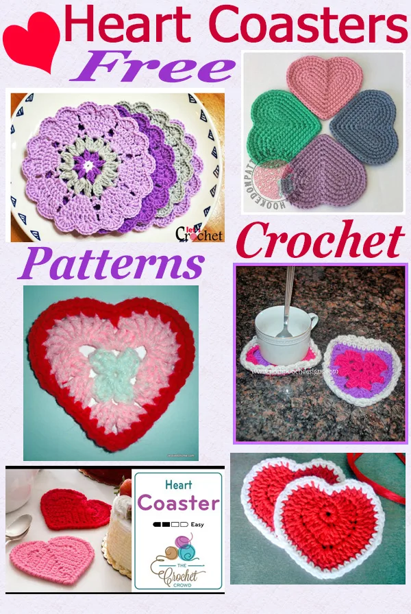 Free crochet pattern roundup heart coasters